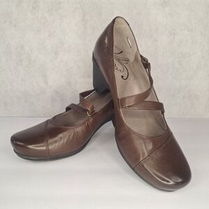 Abeo Mary Jane Shoes 9N EU 39.5 Brown Leather Block Heel Comfort Retro Cottage
